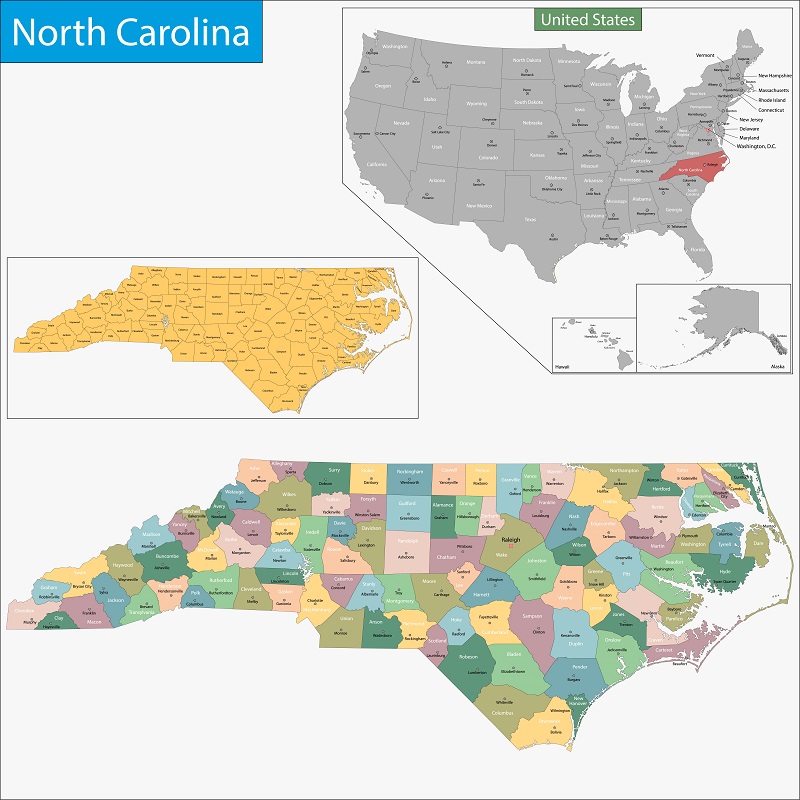 a map of the united states. Containing the words: united states north carolina