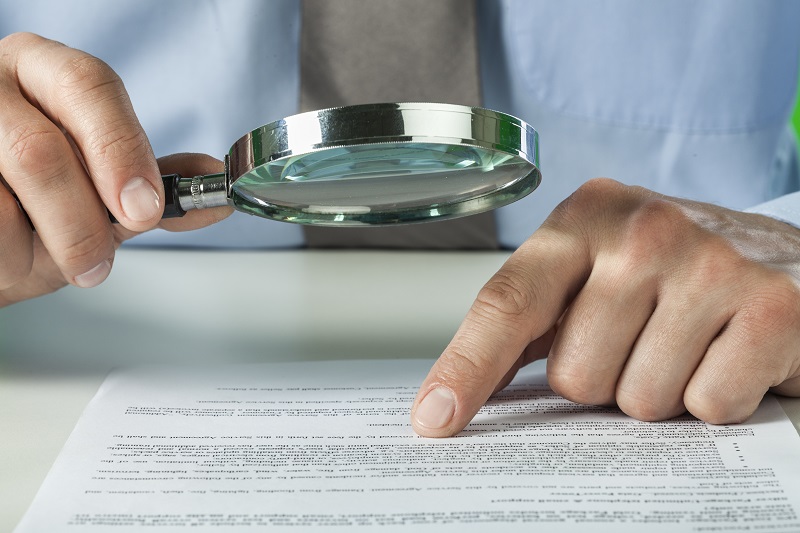 a person looking at a magnifying glass.