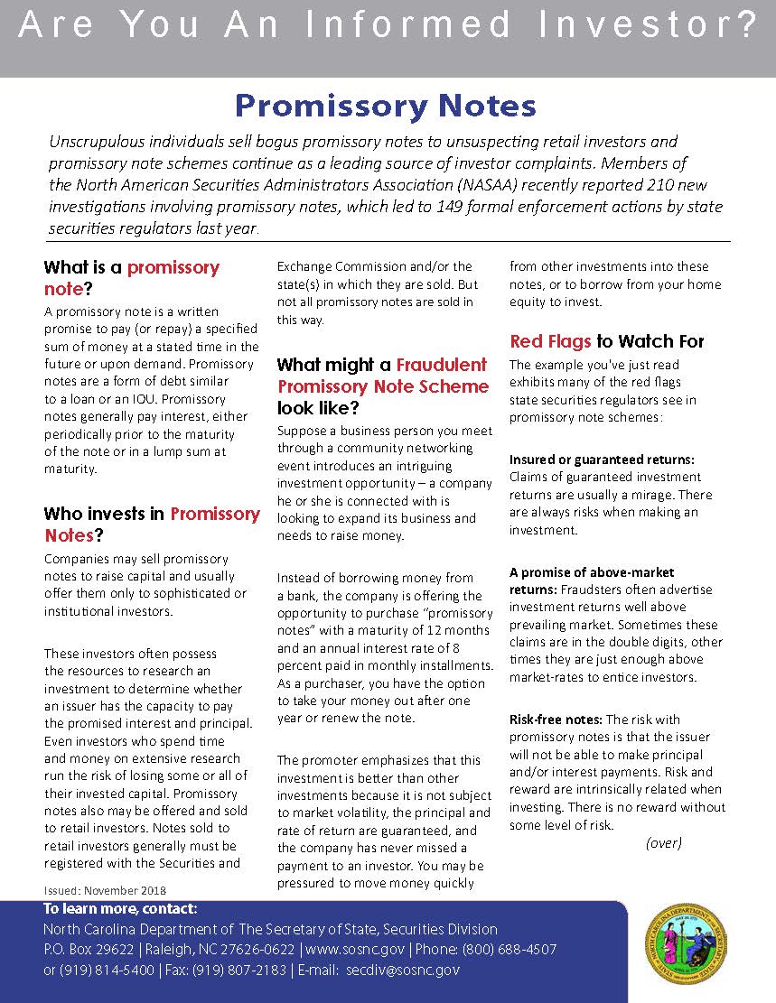 Promissory Notes booklet