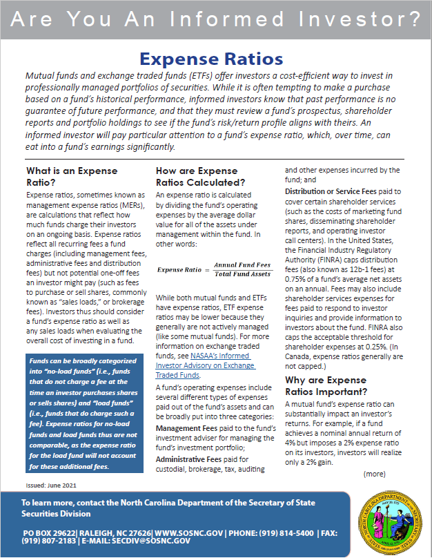 Expense Ratios booklet